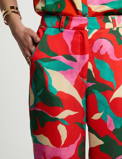 Pantalón recto estampado multicolor mujer