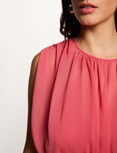 Vestido largo drapeado rosa envejecido mujer