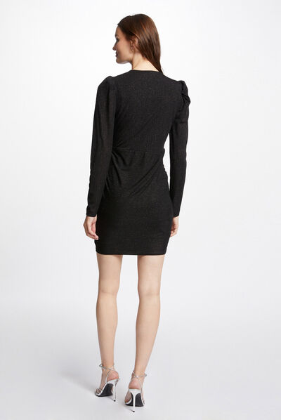 Vestido corto ajustado negro mujer