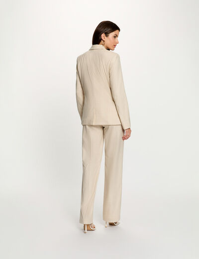 Blazer con cuello de solapa beige mujer