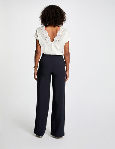 Pantalón pernera ancha azul marino mujer