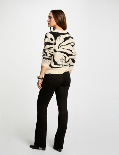 Jersey cuello redondo beige mujer