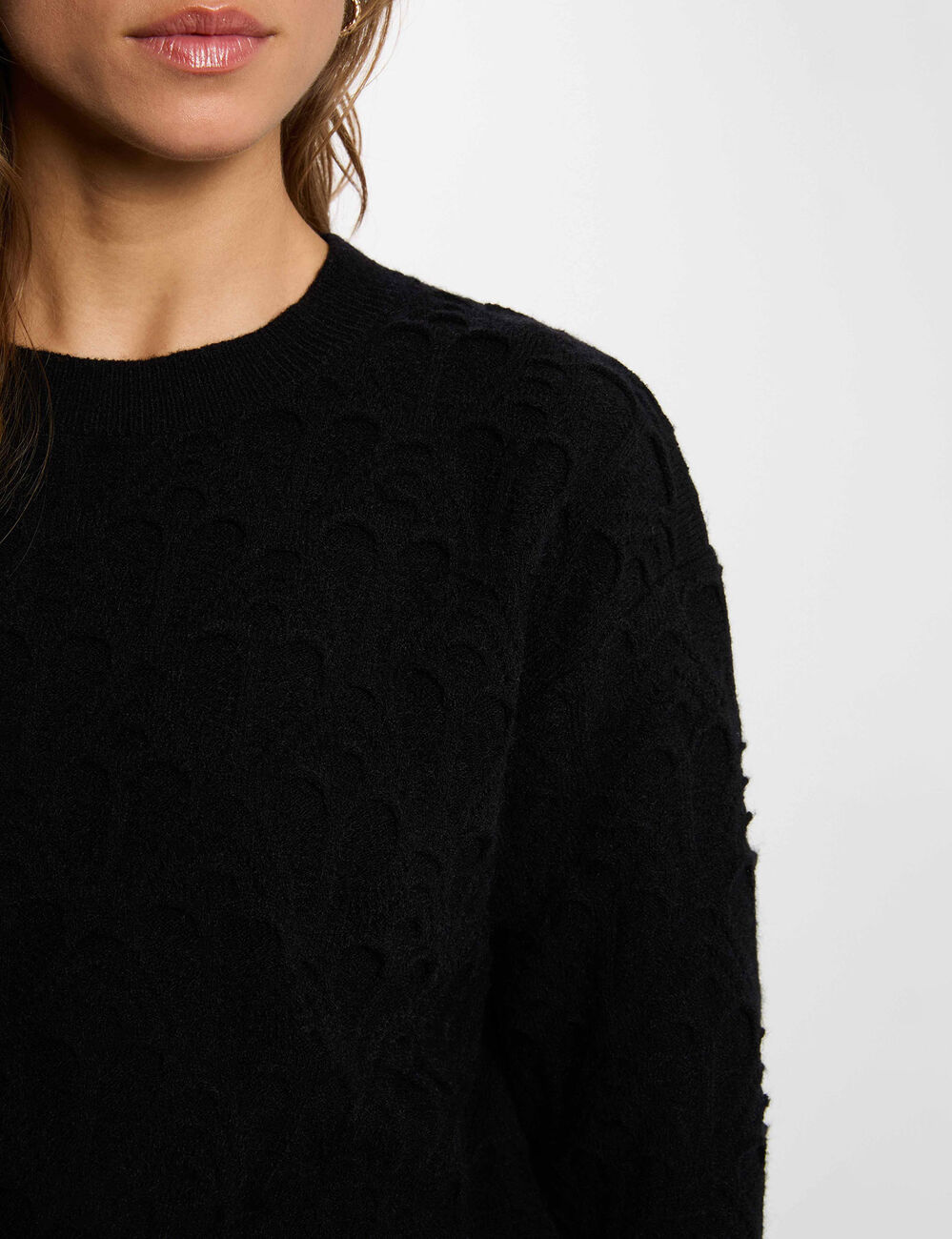 Jersey cuello redondo fantas&iacute;a negro mujer