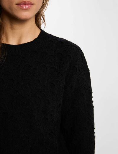 Jersey cuello redondo fantas&iacute;a negro mujer
