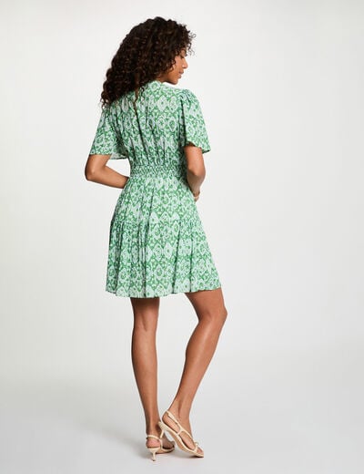 Vestido corto con cuello en V multicolor mujer