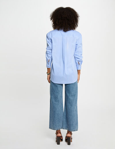 Camisa manga larga rayas azul cielo mujer