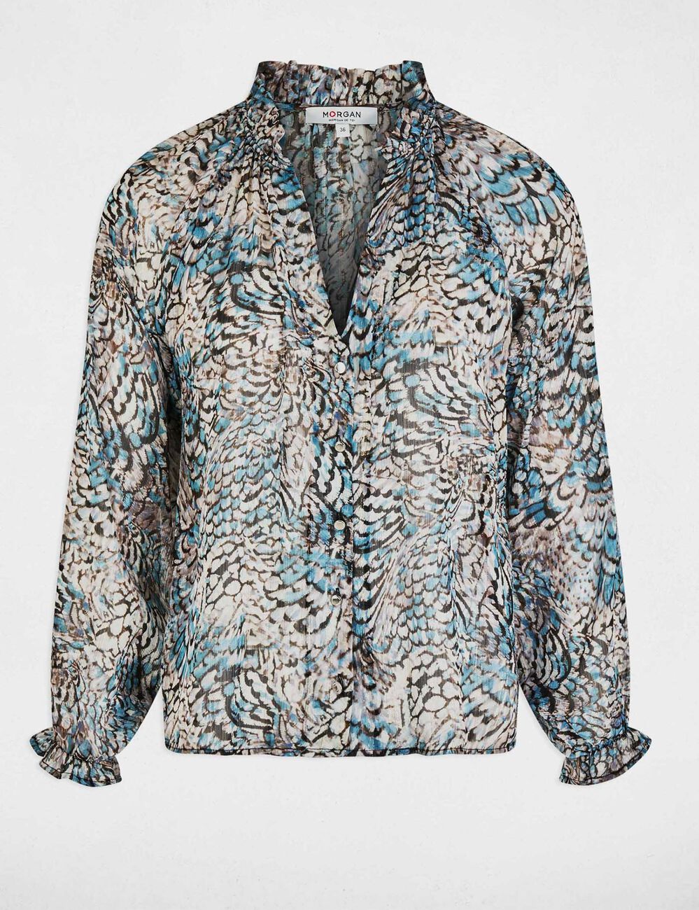 Camisa estampada cuello v multicolor mujer