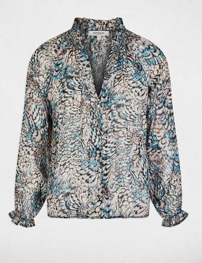 Camisa estampada cuello v multicolor mujer