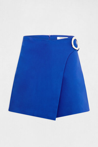 Falda short recta con hebilla azul eléctrico mujer