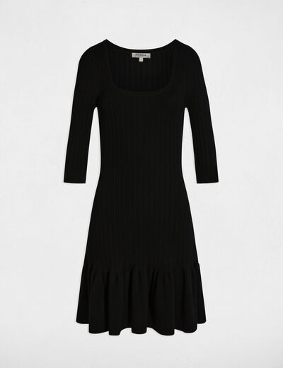 Vestido de punto mangas 3/4 negro mujer