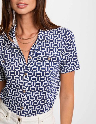 Blusa manga corta blanco mujer