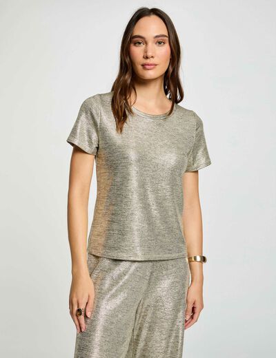 Camiseta de manga corta dorado mujer