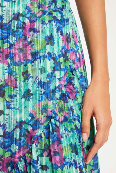 Falda larga acampanada estampado floral multico mujer