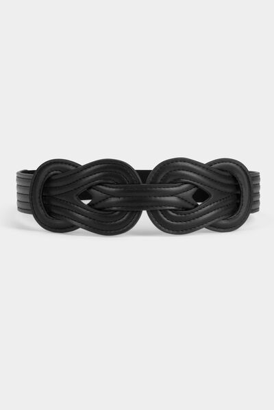 Cinturón elástico con nudos negro mujer