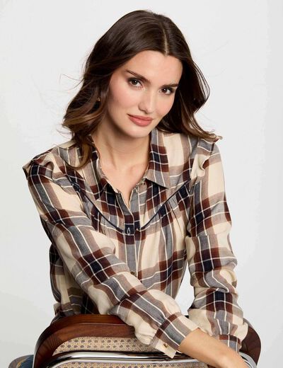 Camisa manga larga multicolor mujer