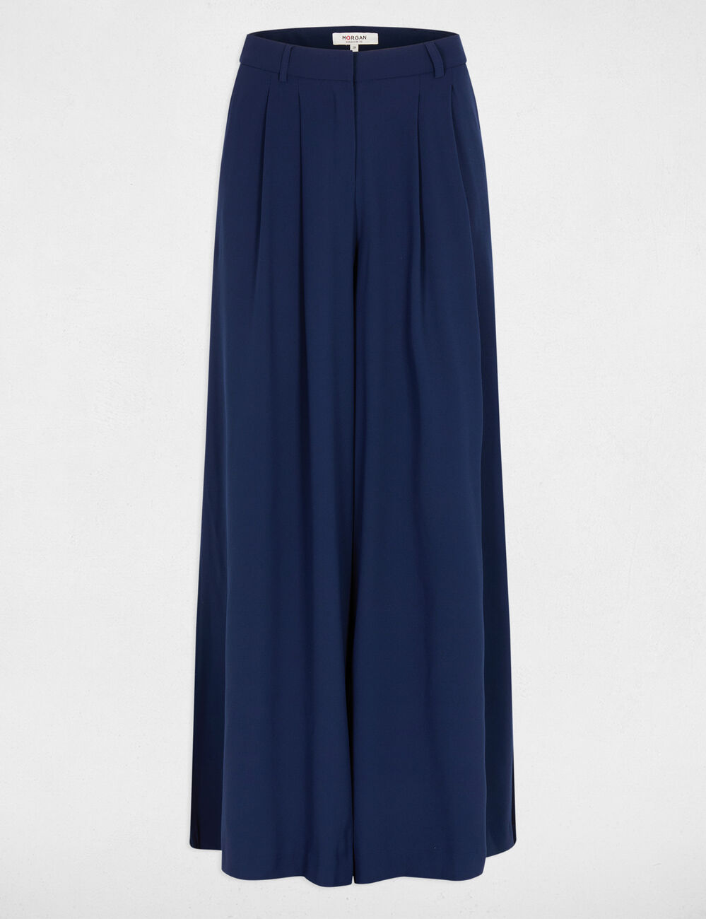 Pantal&oacute;n ancho fluido azul marino mujer