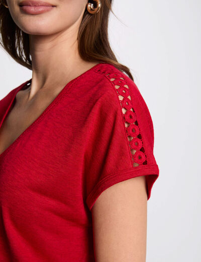 Camiseta manga corta rojo mujer