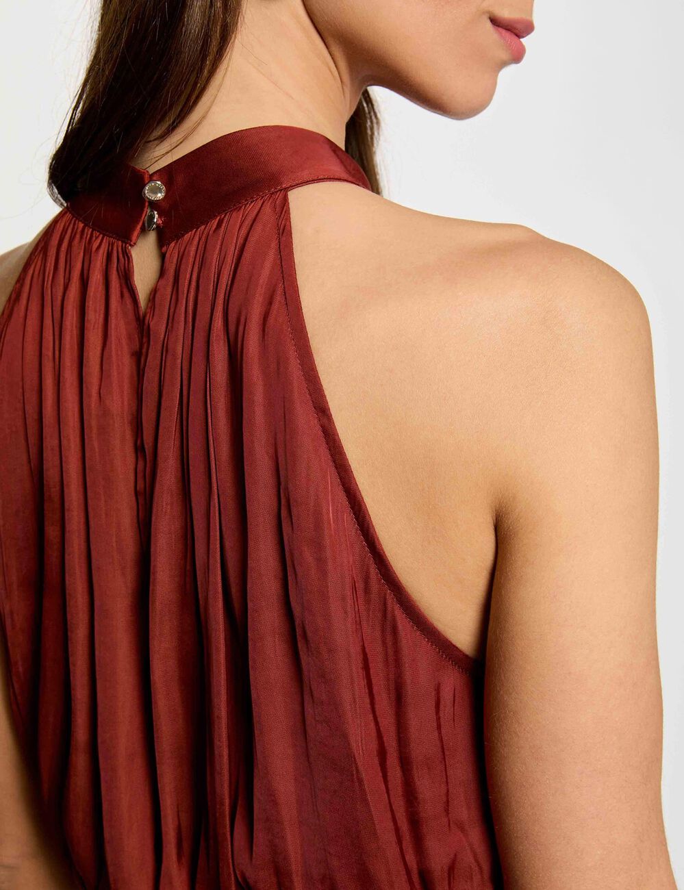 Vestido largo acampanado holgado marr&oacute;n co&ntilde;ac mujer