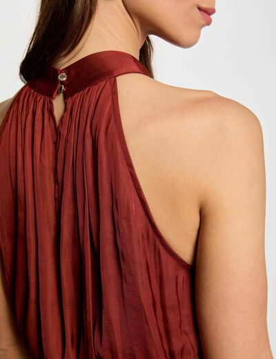Vestido largo acampanado holgado marr&oacute;n co&ntilde;ac mujer