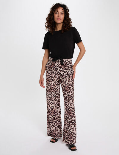 Pantalón recto y fluido multicolor mujer