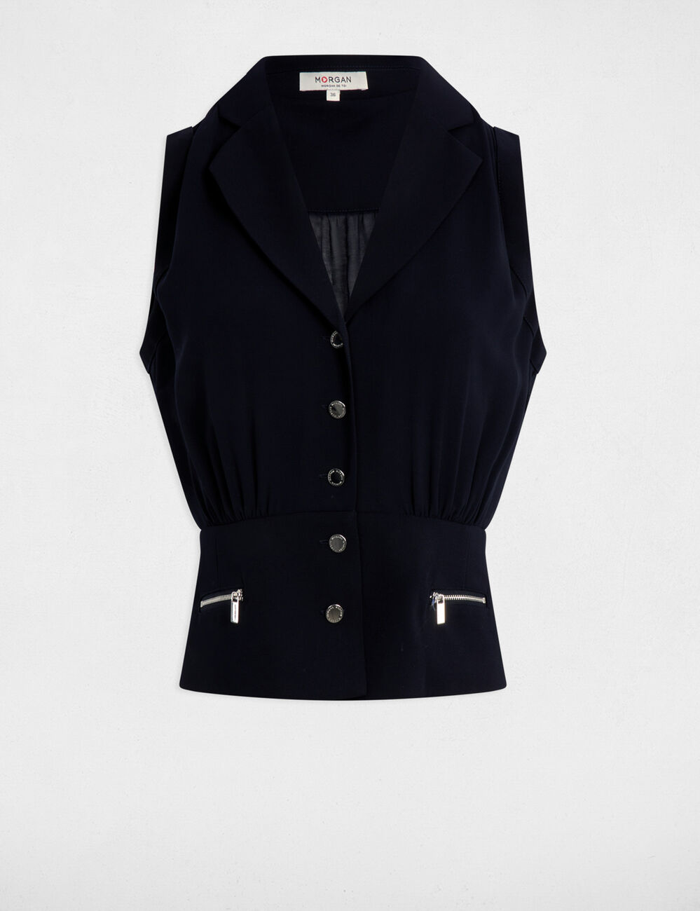 Top sin mangas azul marino mujer
