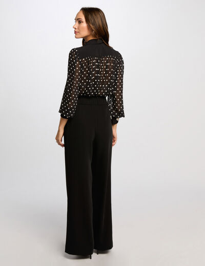 Camisa manga larga estampada negro mujer