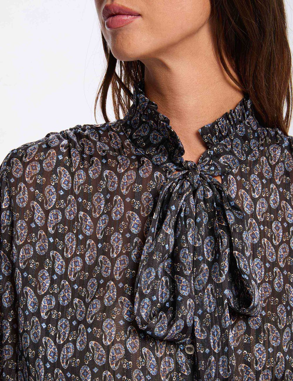 Camisa fluida con cuello en v multicolor mujer