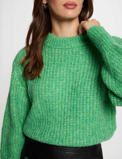 Jersey cuello redondo verde menta mujer