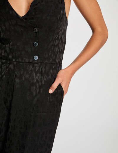 Mono largo escote en V negro mujer