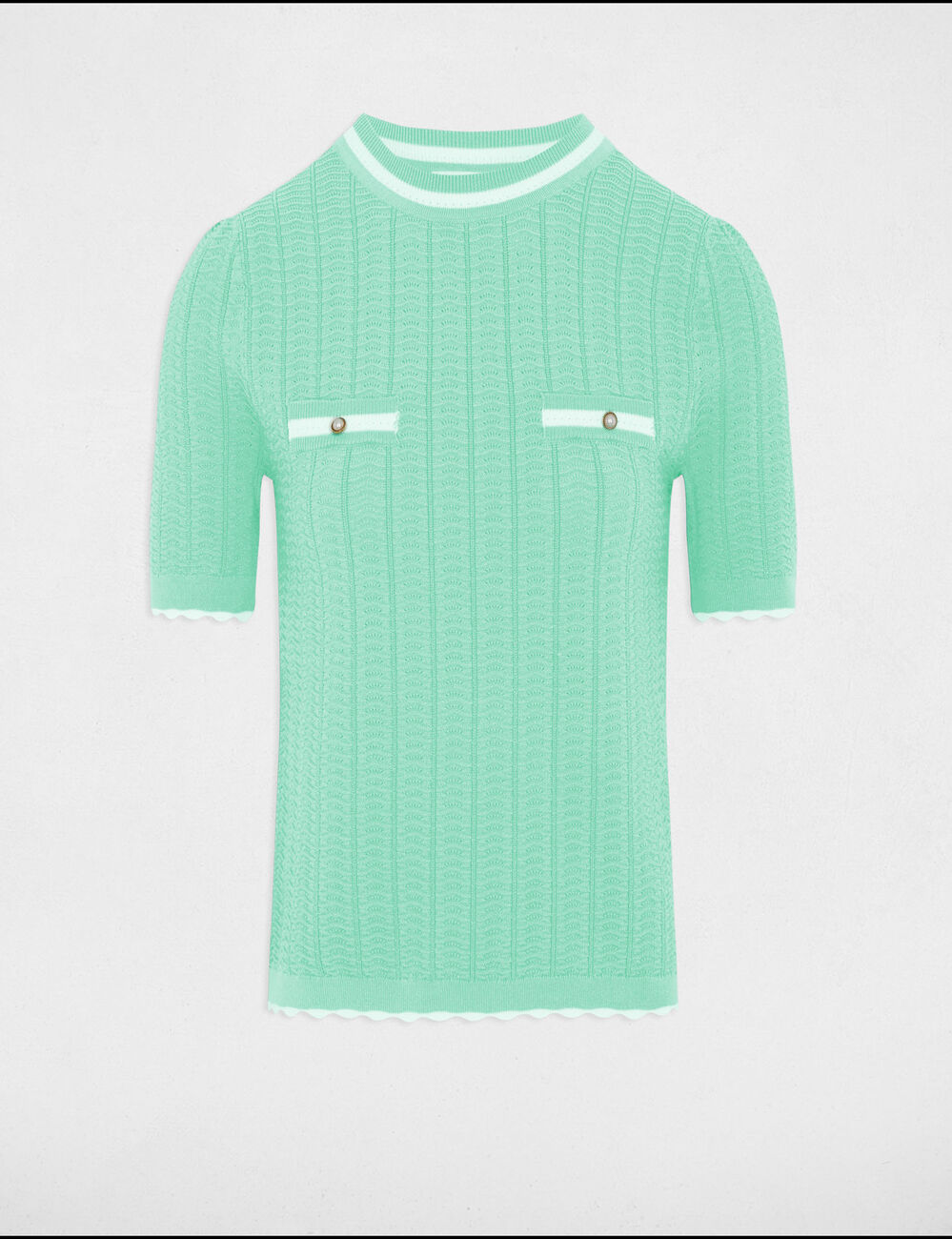 Jersey manga corta verde menta mujer