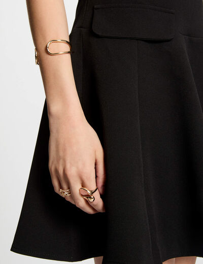 Vestido corto evasé negro mujer