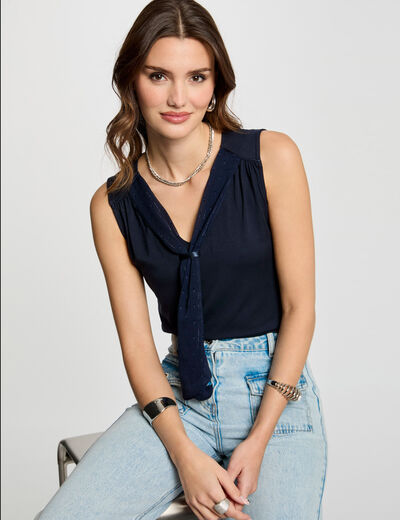 Top sin manga azul marino mujer