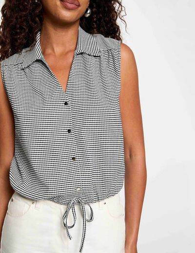 Camisa sin mangas anudada negro mujer