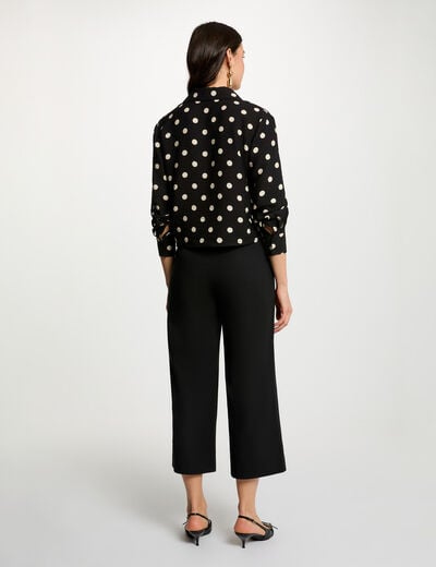 Pantal&oacute;n ancho de tiro alto negro mujer