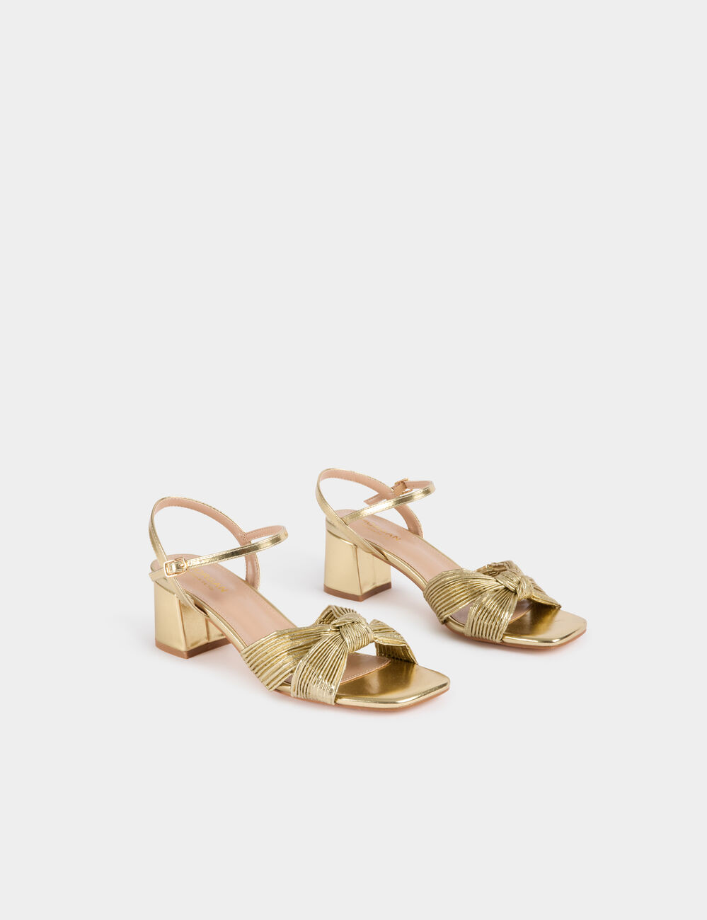 Sandalia con lazo amarillo oro mujer
