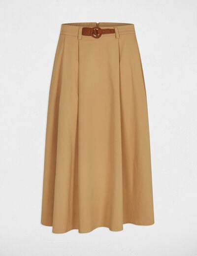 Falda evas&eacute; de talle alto beige mujer
