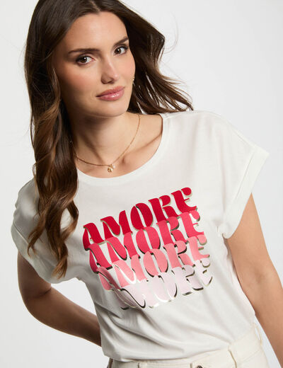 Camiseta con mensaje blanco mujer