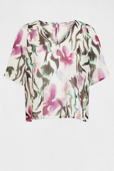 Blusa manga corta estampado floral multico mujer