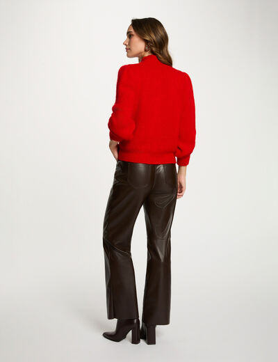 Pantal&oacute;n bootcut de cuero sint&eacute;tico marr&oacute;n oscuro mujer