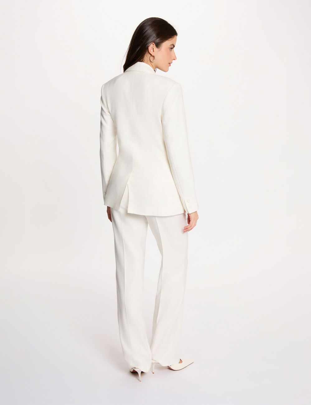 Chaqueta de traje con finas rayas blanco mujer