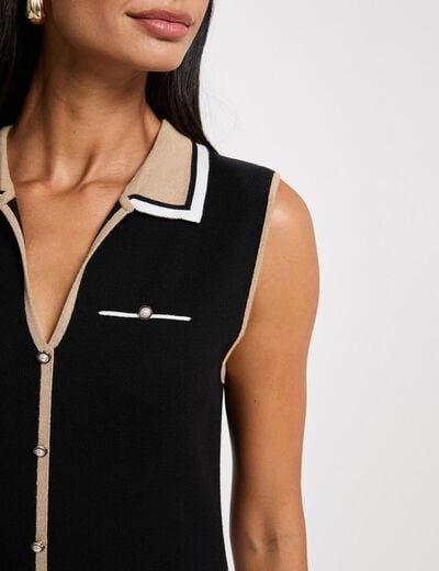 Vestido de punto con cuello vuelto negro mujer