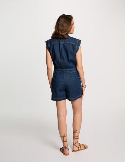 Mono corto vaquero denim crudo mujer