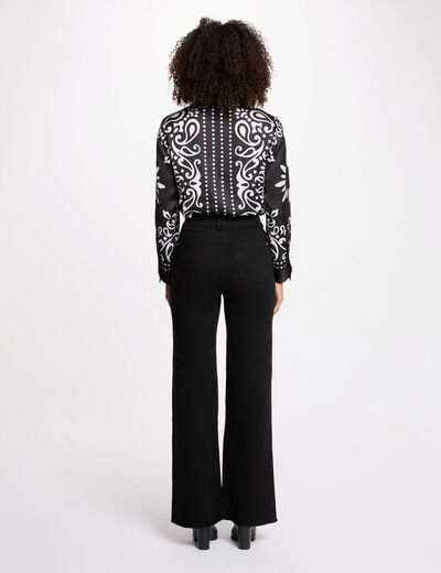 Camisa fluida estampada negro mujer