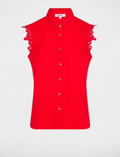 Camisa sin mangas rojo vivo mujer