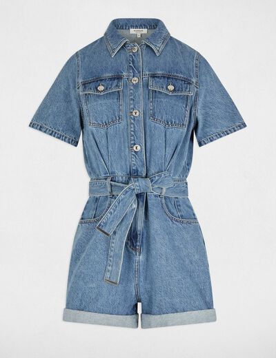 Mono corto vaquero denim stone mujer
