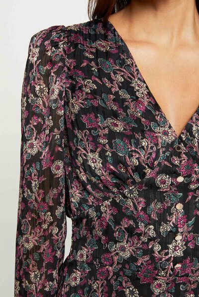 Vestido entallado estampado floral multico mujer