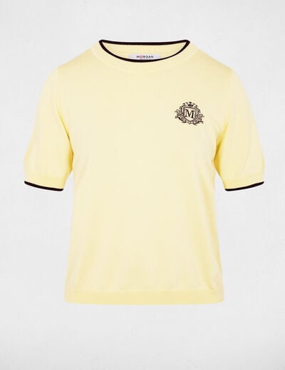 Jersey de manga corta amarillo pastel mujer