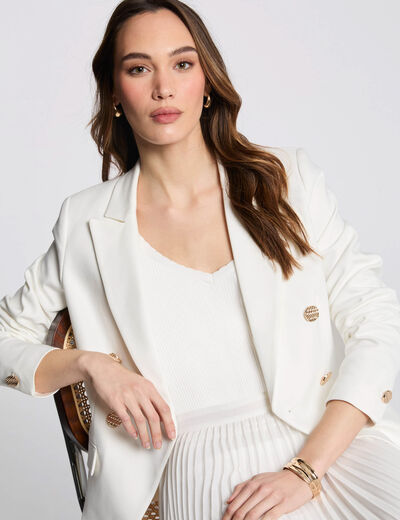 Americana doble botonadura blanco mujer