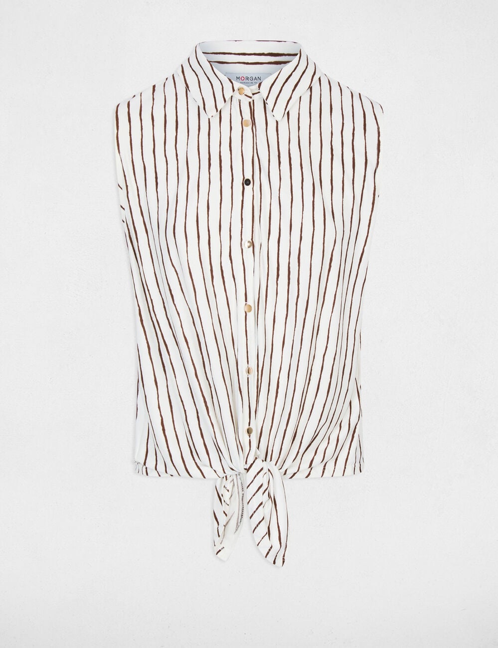 Camisa con cuello vuelto blanco mujer