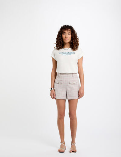 Short talle alto estampado multicolor mujer
